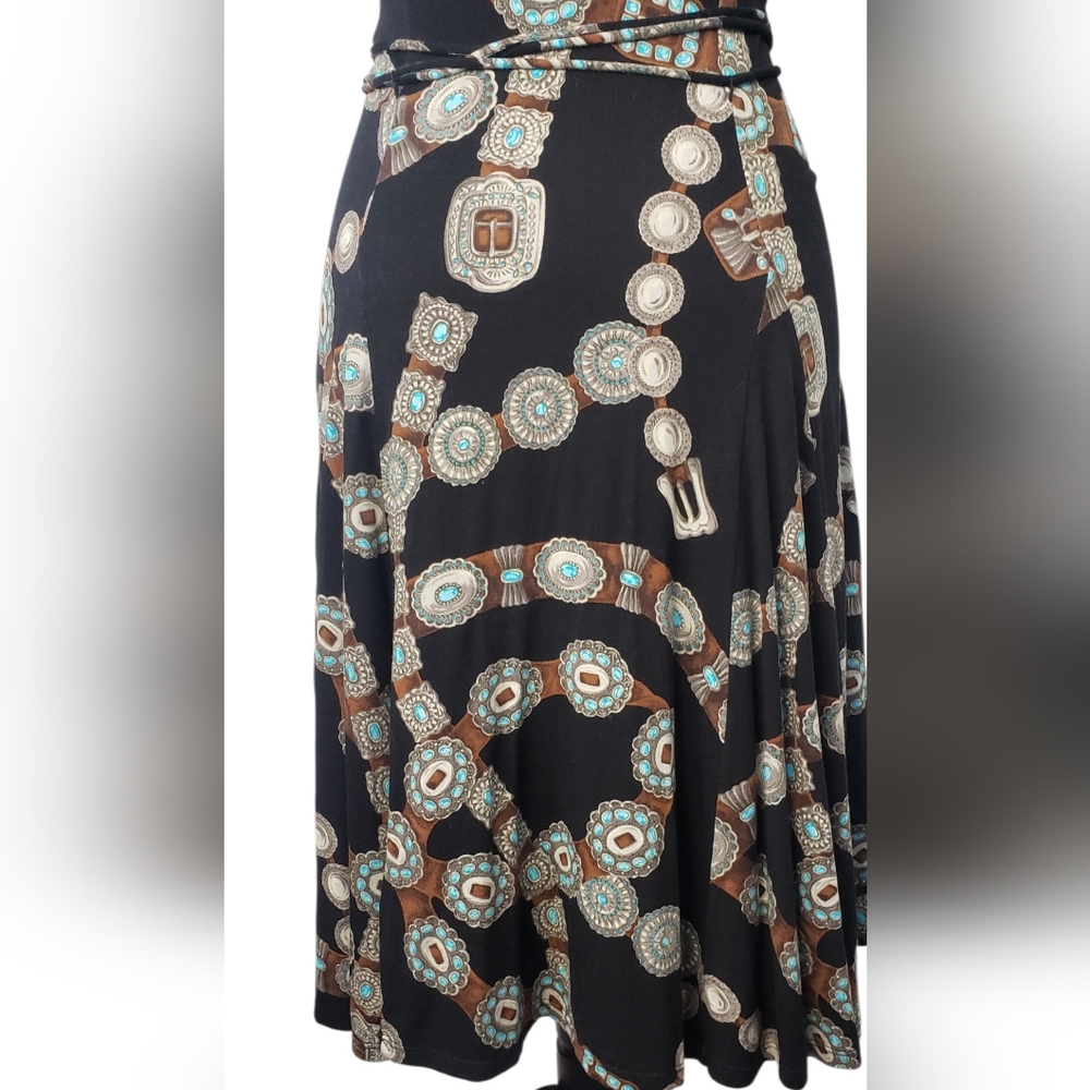 Lauren Ralph Lauren Concho Belt Fit & Flare Dress S Western Cowgirl Equestrian - Picture 6 of 14